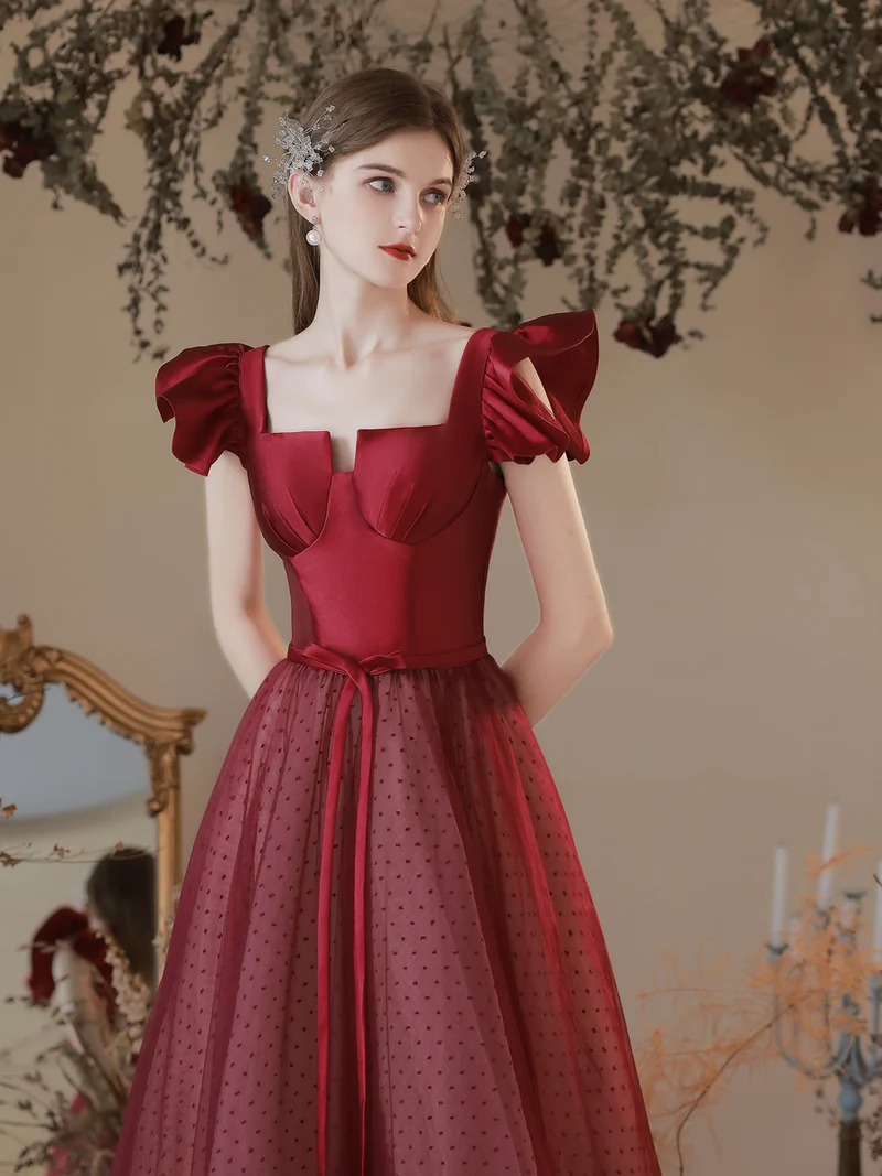 Robe de bal princesse marron à pois