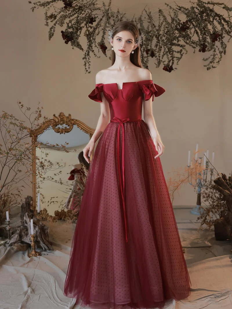 Robe de bal princesse marron à pois