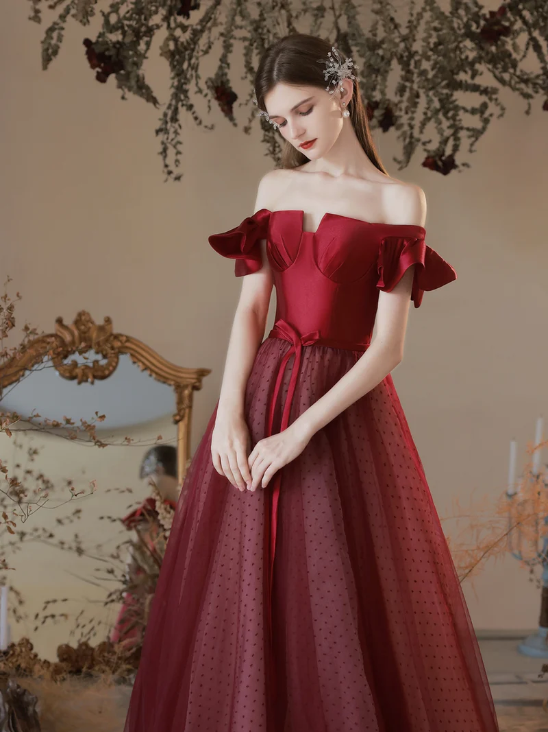 Robe de bal princesse marron à pois
