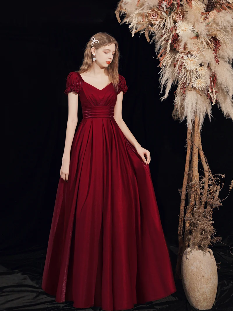 Robe de soirée longue classique fluide marron