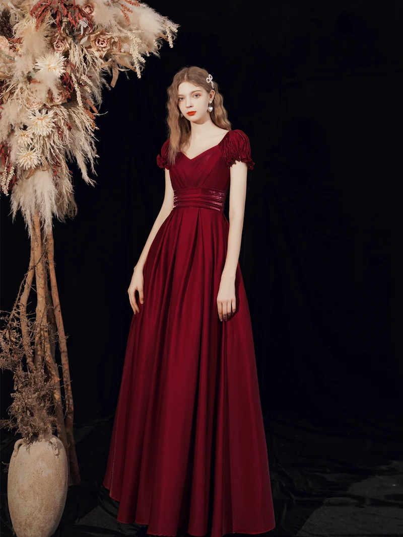 Robe de soirée longue classique fluide marron