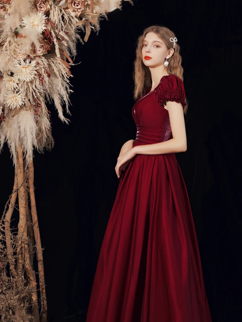 Robe de soirée longue classique fluide marron