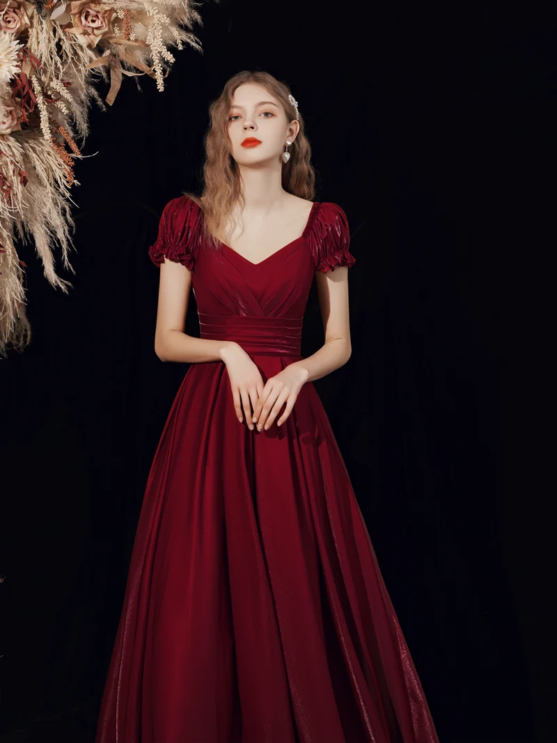 Robe de soirée longue classique fluide marron