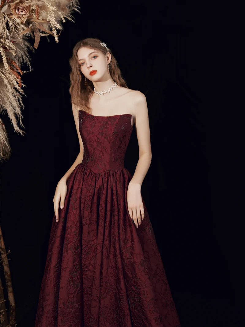 Robe de bal marron sans bretelles, robe formelle