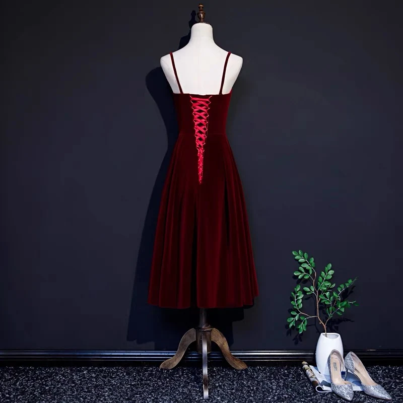 Robe de bal courte en velours bordeaux style années 50, robe de demoiselle d'honneur