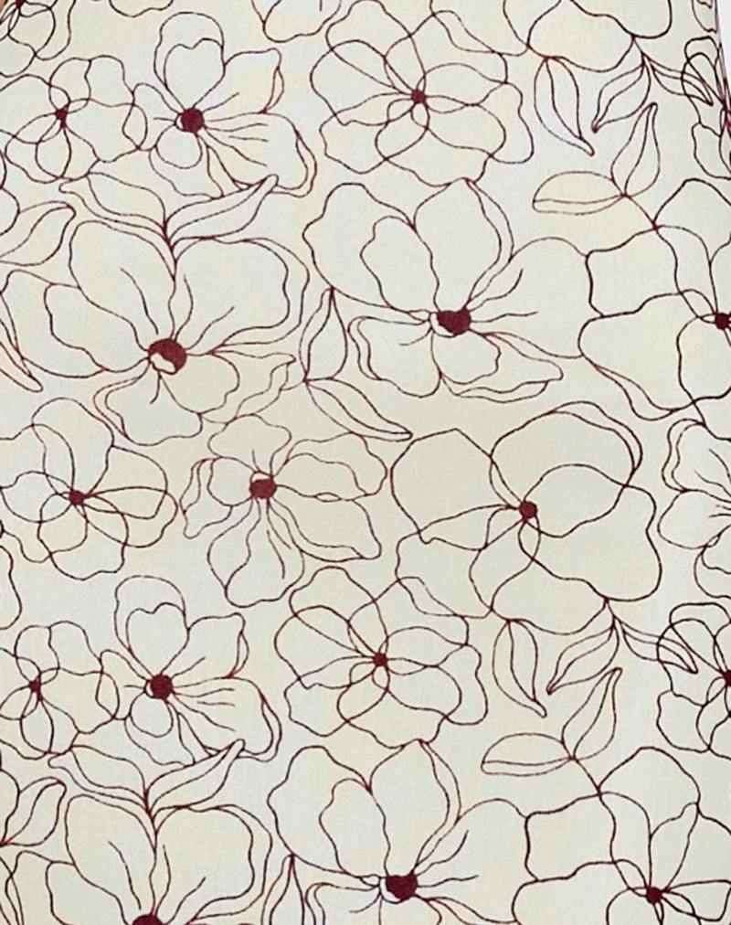 Druvish Midi Dress in Line Flower Cream