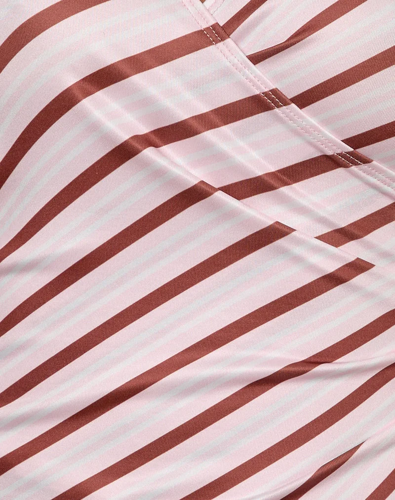 Fayez Top in Slinky Diagonal Stripe Pink