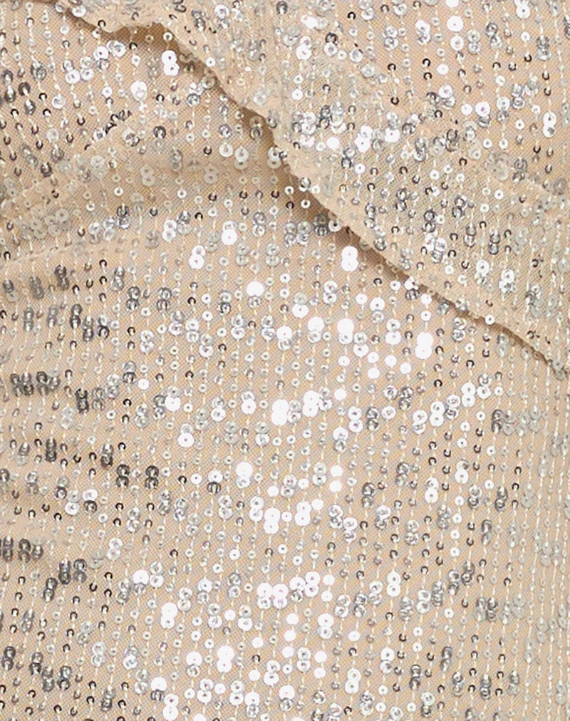 Iskaya - Mini robe à volants en paillettes - Neutre