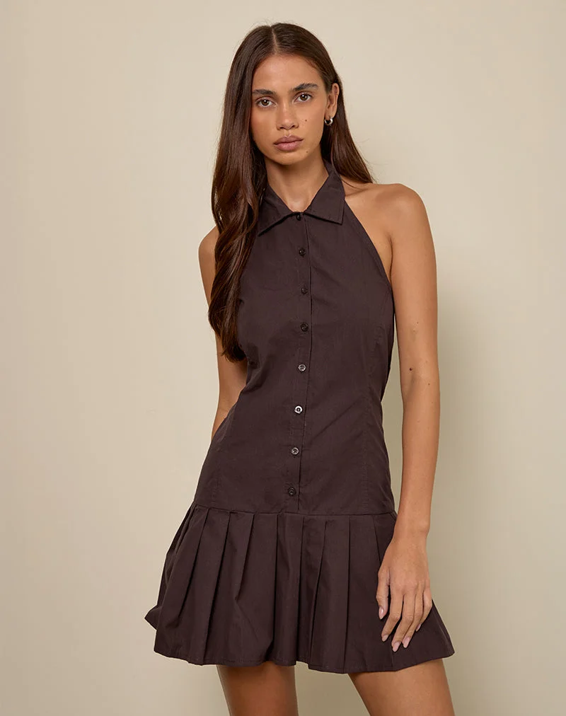 Robe à collet Mikena, acajou foncé