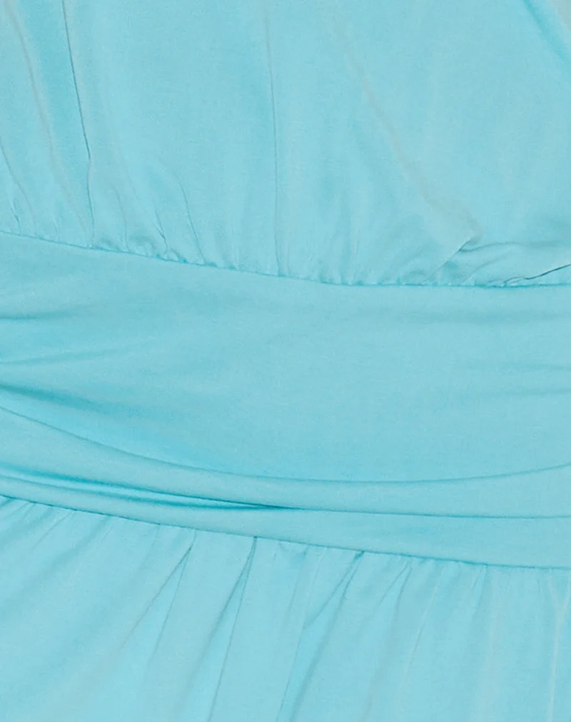 Mini-robe Ramira à taille basse en cupro, couleur aqua