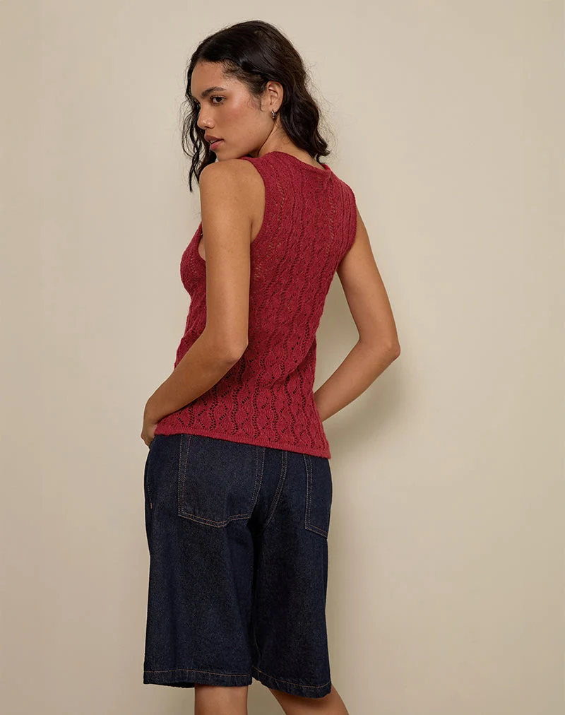 Débardeur à boutons Birama en tricot rouge