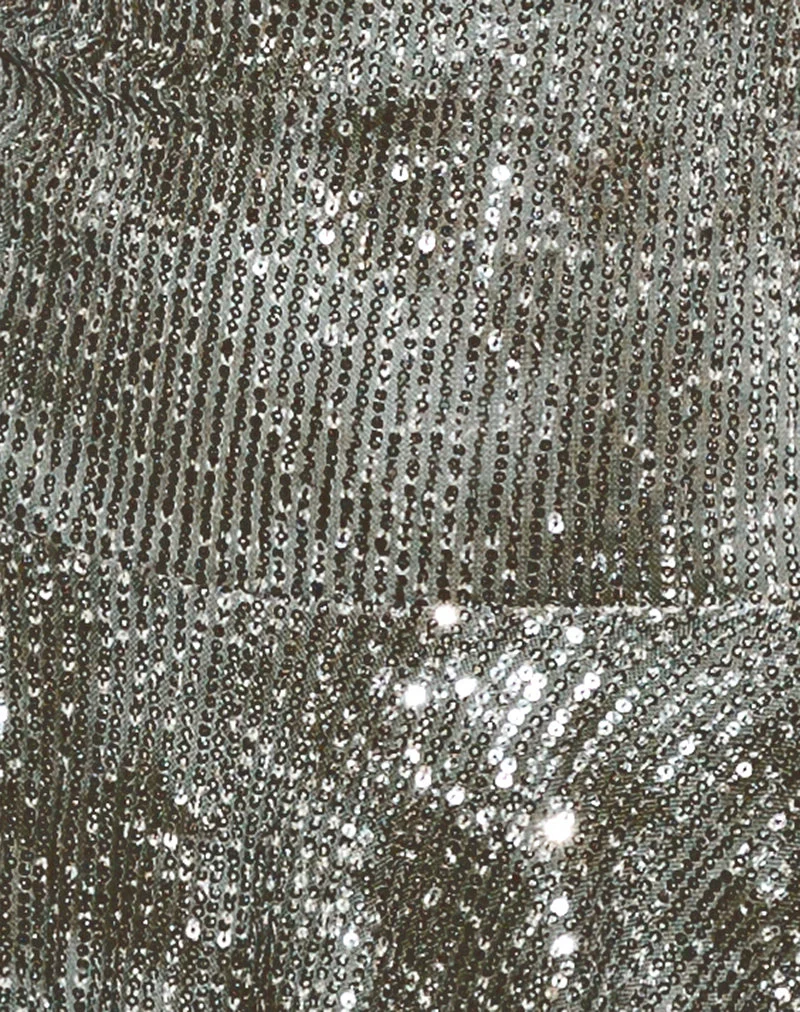 Mini robe Meden en paillettes vertes et grises