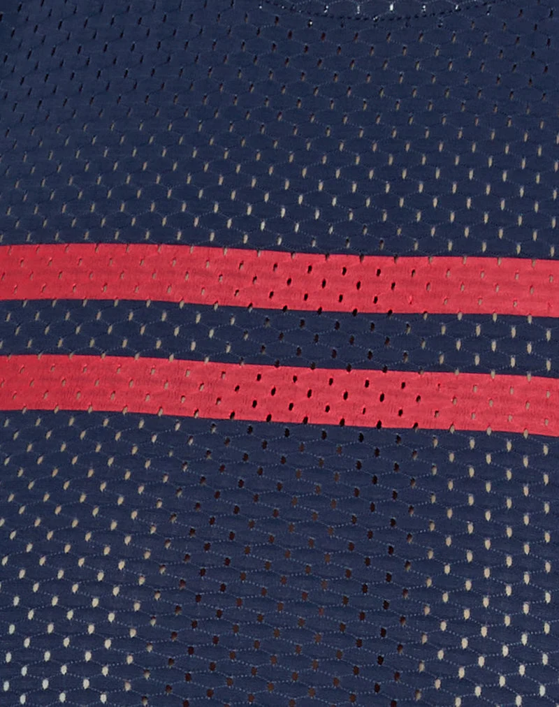 Monlo Top en Airtex Navy avec rayures rouges
