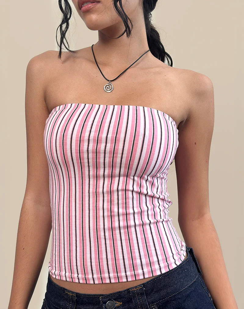 Shaelo Bandeau Top in Pinstripe Pink