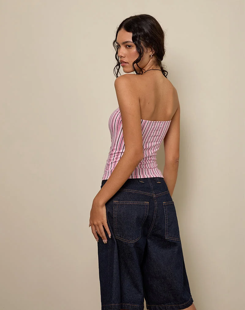 Shaelo Bandeau Top in Pinstripe Pink
