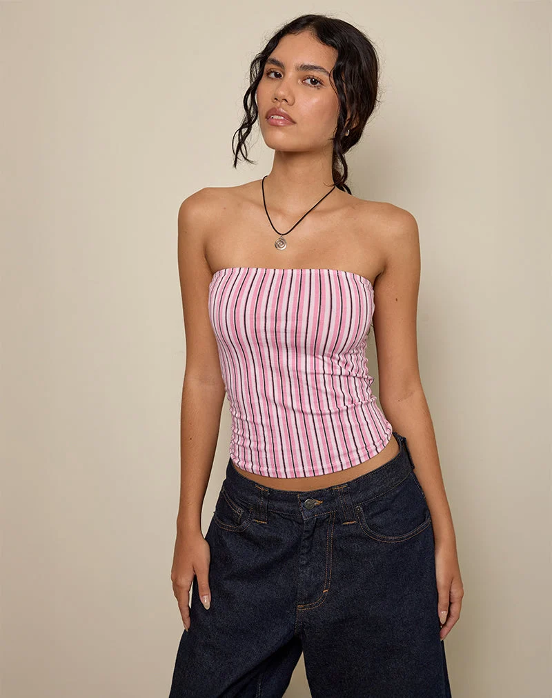 Shaelo Bandeau Top in Pinstripe Pink