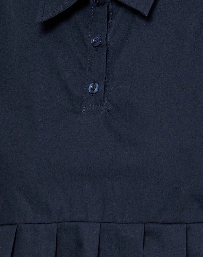Polo à plis Yaden en popeline marine foncée