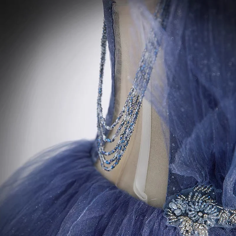 Robe de bal princesse robe de bal à plusieurs niveaux bleu poussiéreux