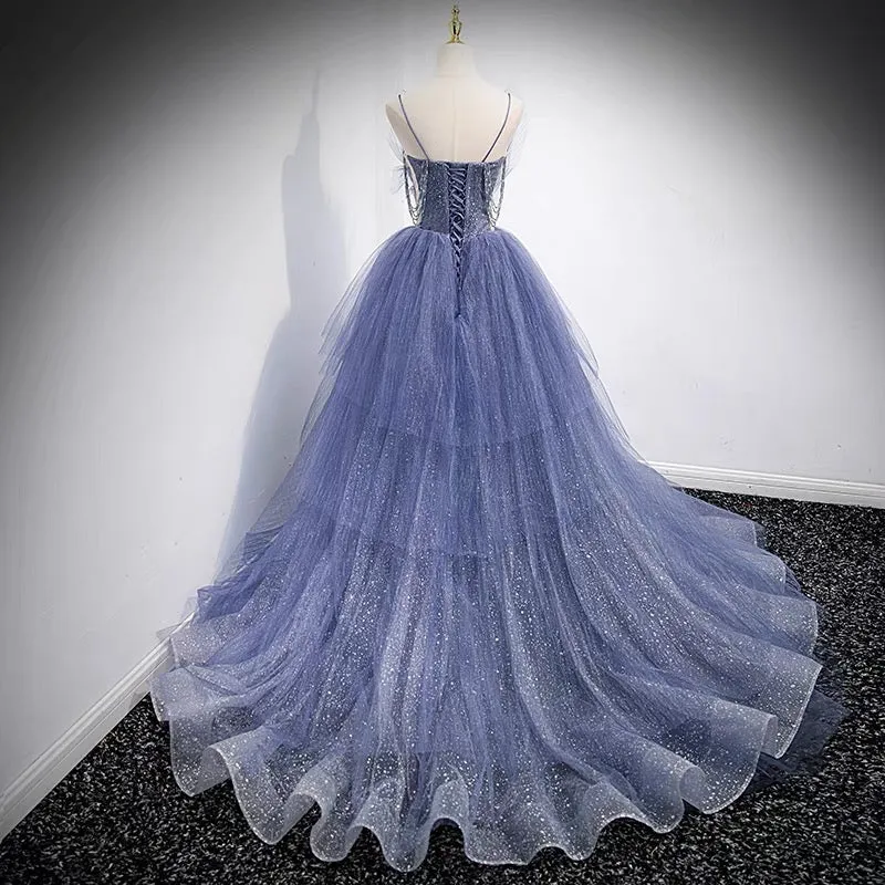 Robe de bal princesse robe de bal à plusieurs niveaux bleu poussiéreux