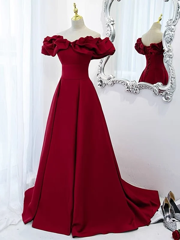 Robe de bal rouge à épaules dénudées Black Girl Slays