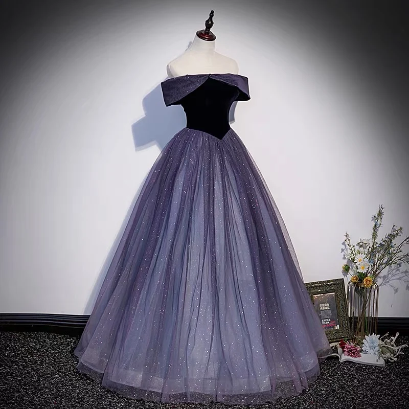 Robe de bal bouffante à paillettes, épaules dénudées, robe Sweet 14th