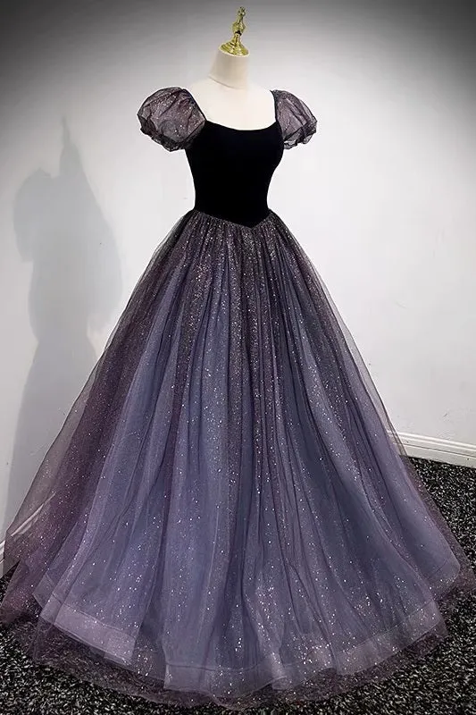Robe de bal princesse à paillettes avec manches à bulles