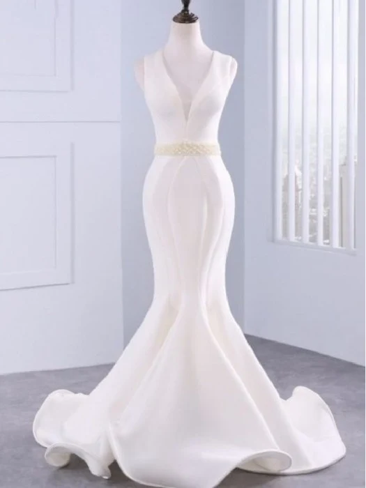 Robe de mariée sirène unique avec ourlet à volants