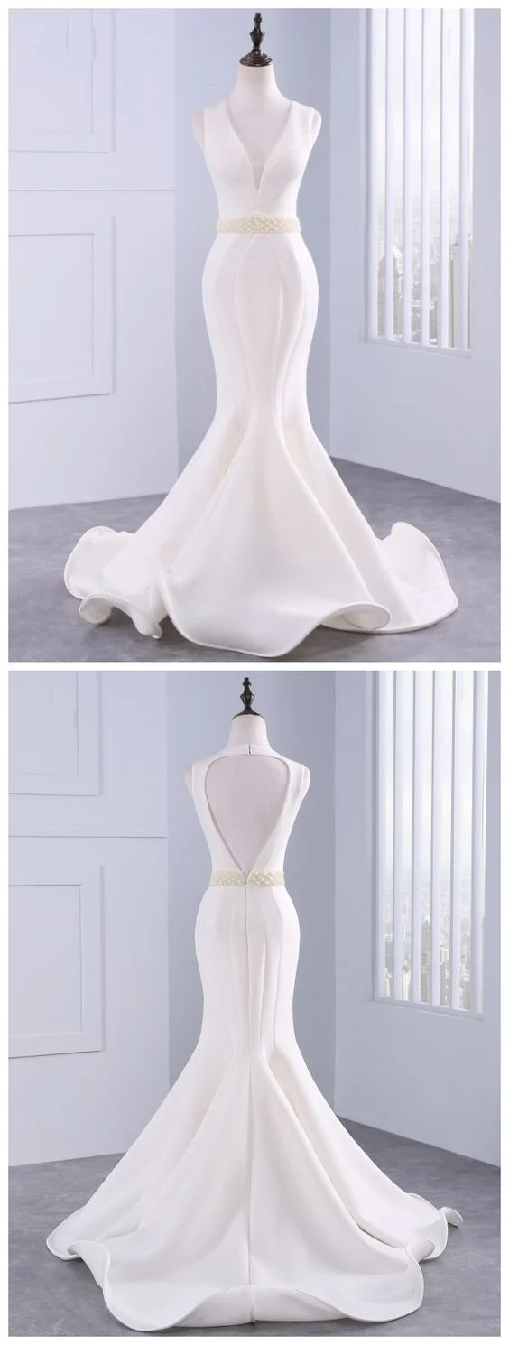 Robe de mariée sirène unique avec ourlet à volants