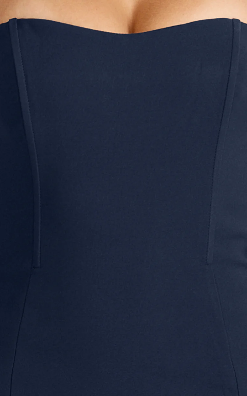Jocelyn Maxi Dress - Strapless Ruched Fit And Flare Dress in Navy