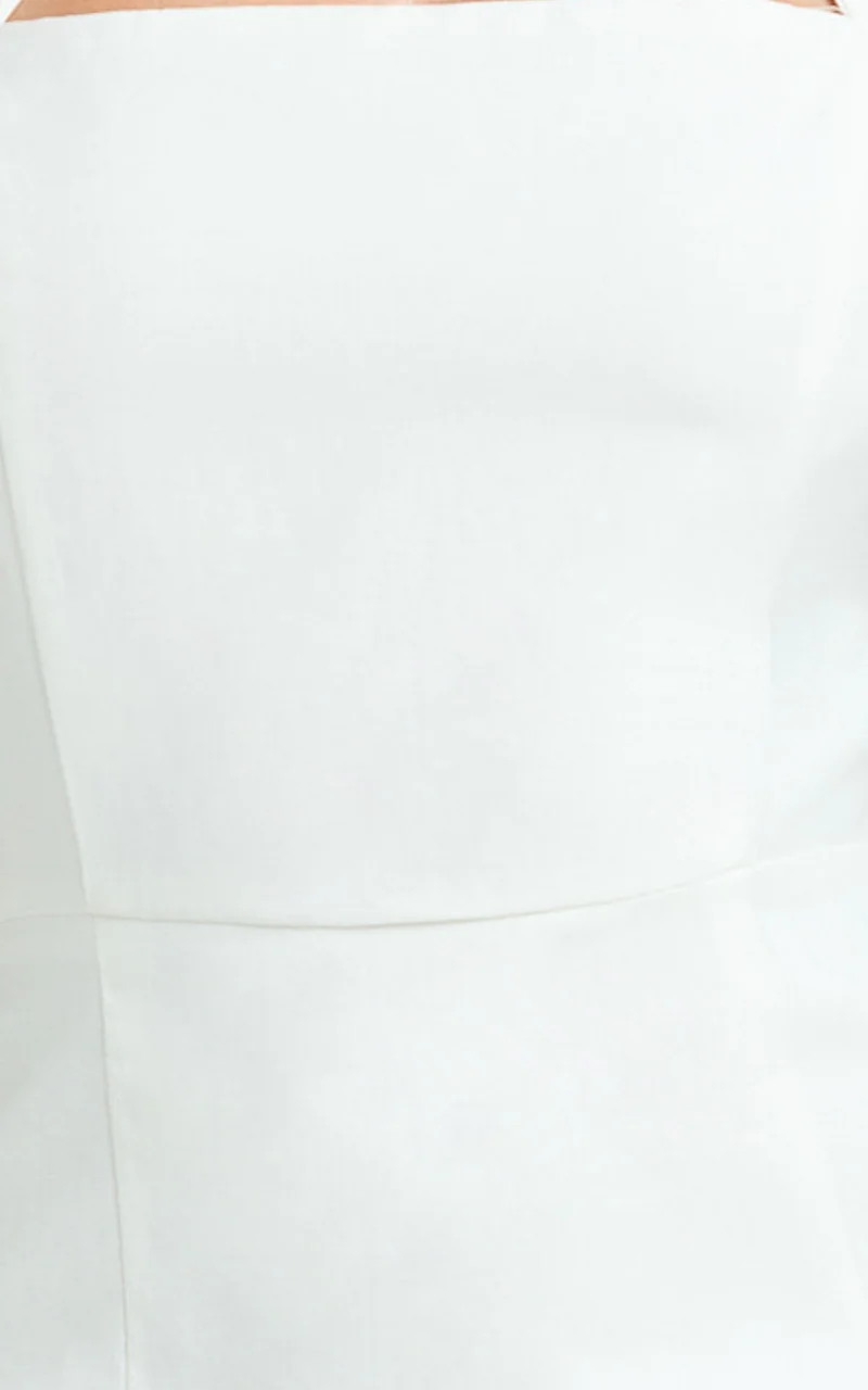 Darcy Midi Dress - Halter Fitted Side Split Dress in White