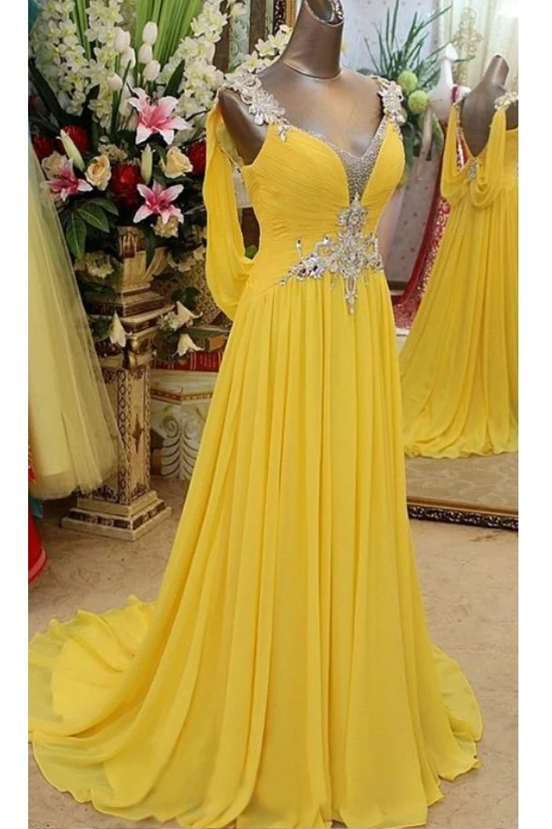 Robe de danse formelle jaune unique de 8e année