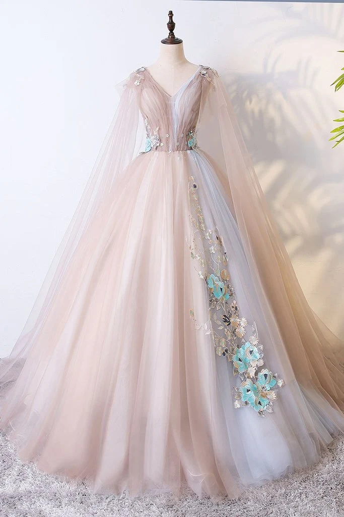 Robe de bal princesse romantique en tulle champagne