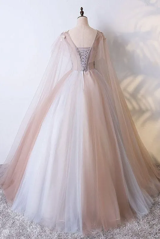 Robe de bal princesse romantique en tulle champagne