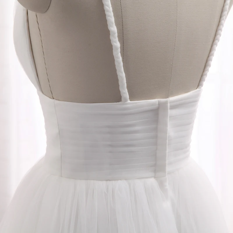 Coupe trapèze fluide romantique en tulle robe de mariée de plage bohème avec jupe superposée en tulle #21011216
