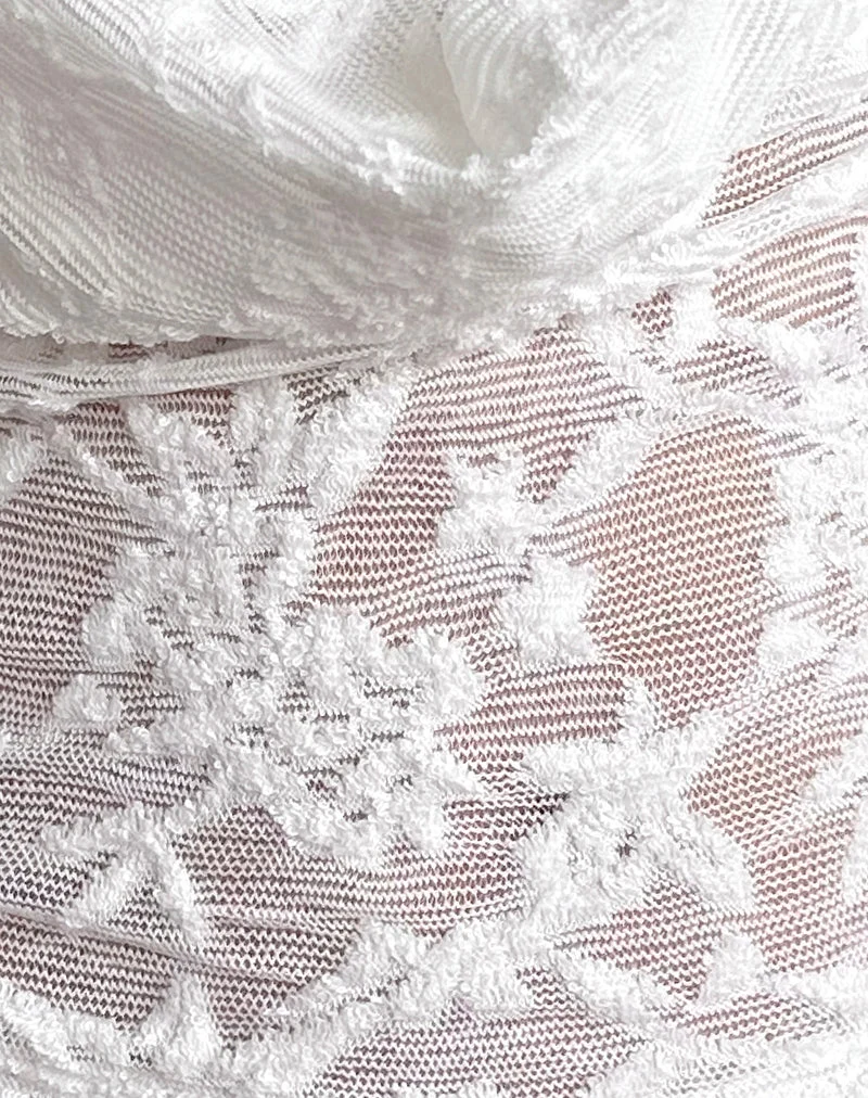 Yukari Plunge Top in Jacquard Knit White