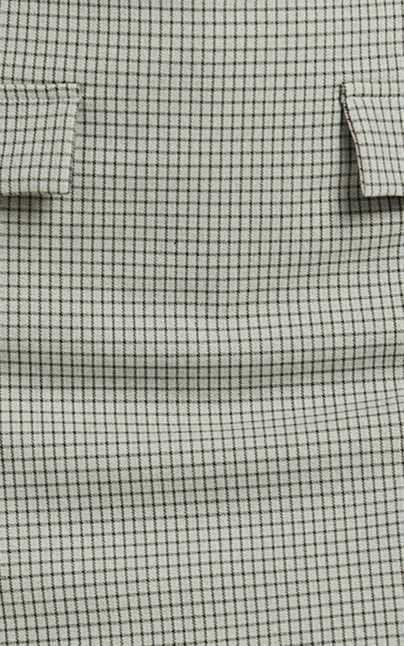 Angela Mini Skort - Mid Waist Faux Pocket Check Skort in Beige Check