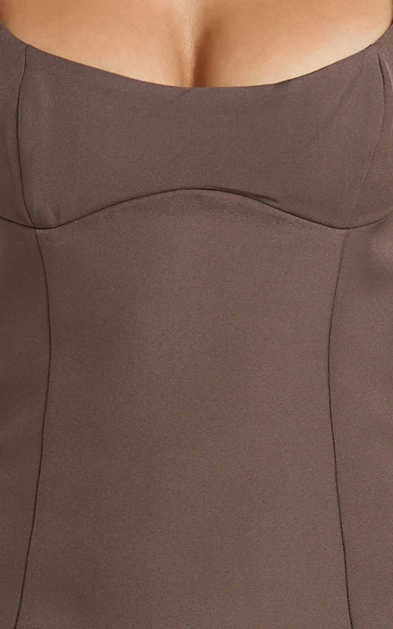 Aretha Mini Dress - Panel Dress in Mocha