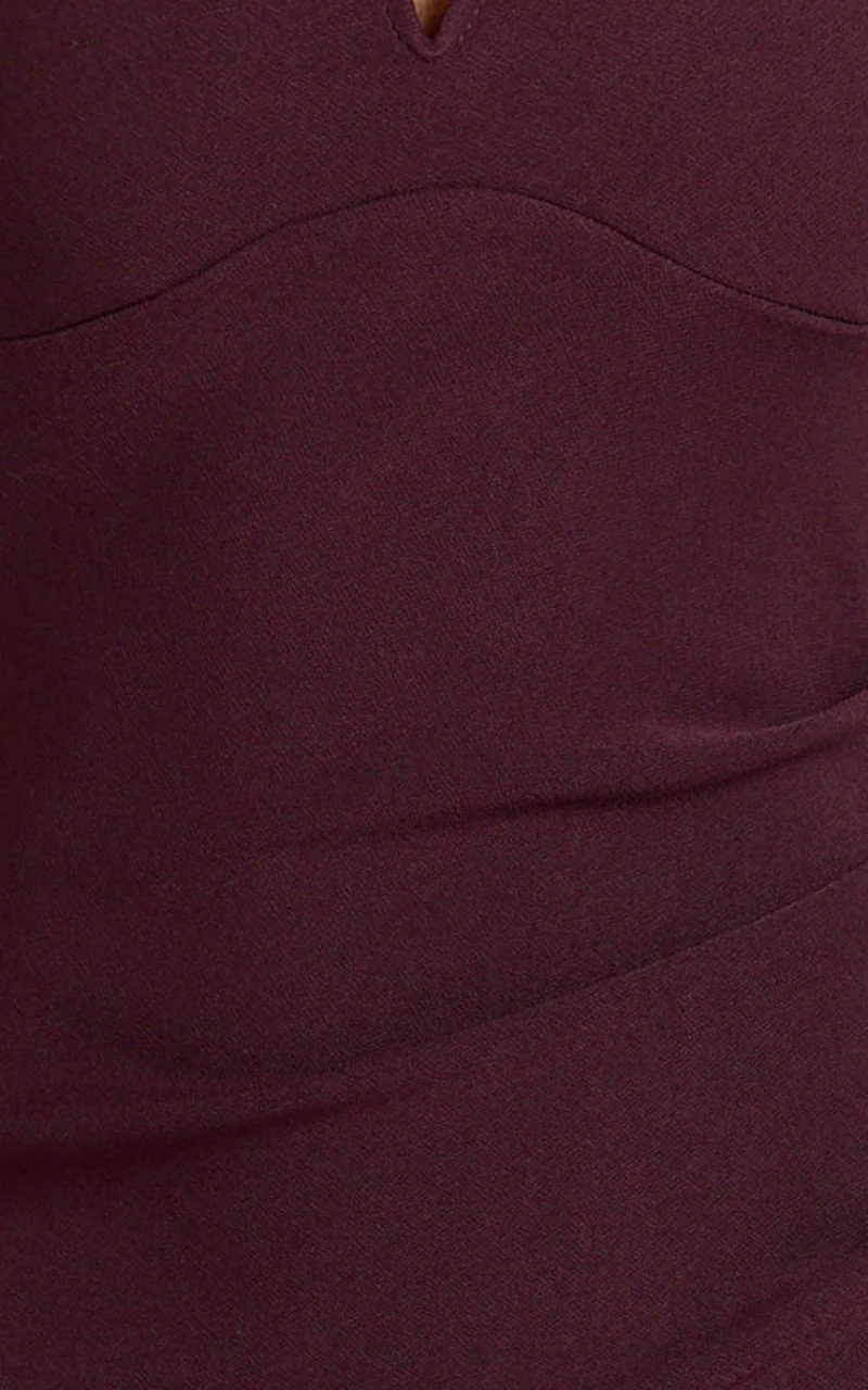Thelma Maxi Dress - Square Neck Bodycon Dress in Wine