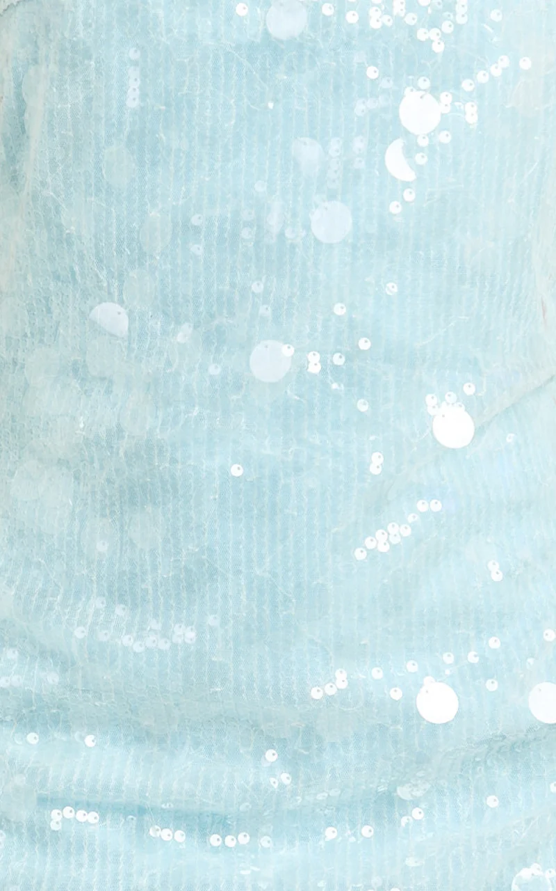 Rhonda Mini Dress - Strapless Sequin Dress in Pale Blue
