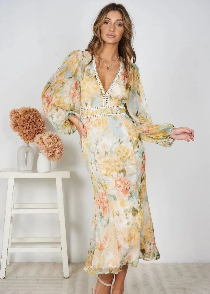 Robe Jaune en Mousseline