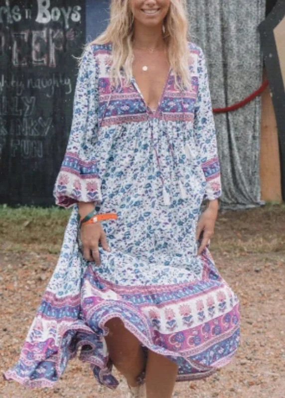 Robe Longue Boheme Manches Longues