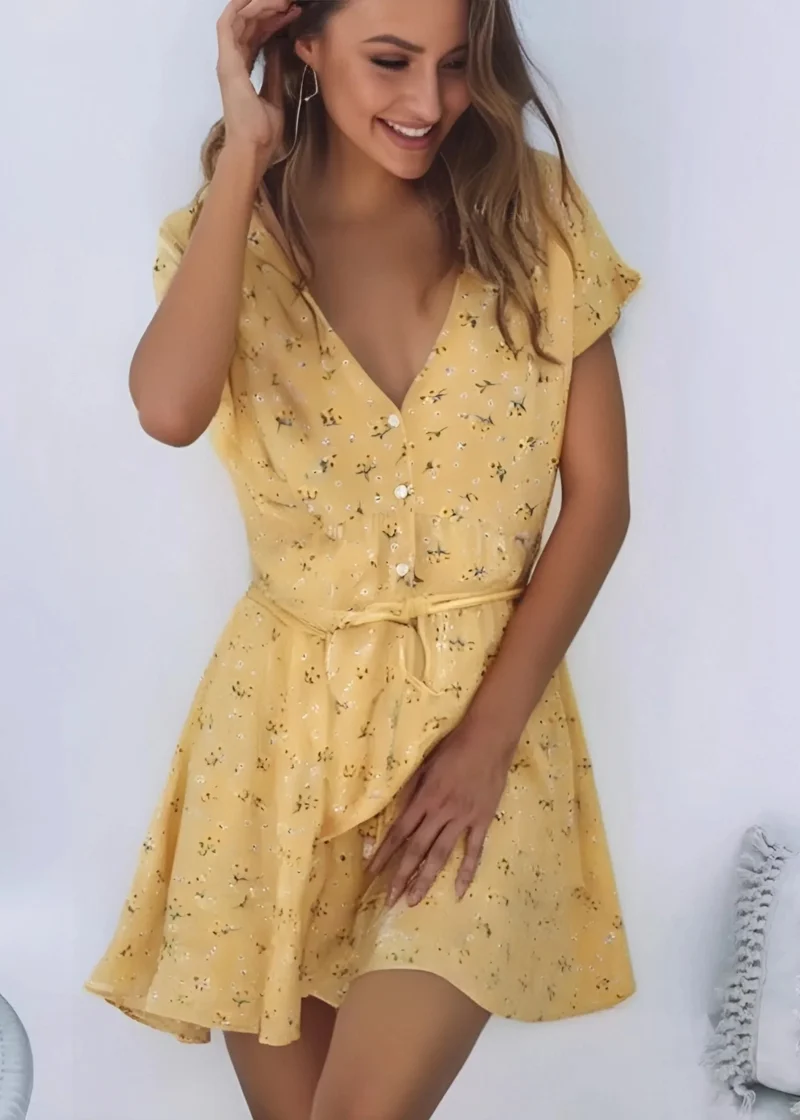 Robe Jaune Boheme Courte