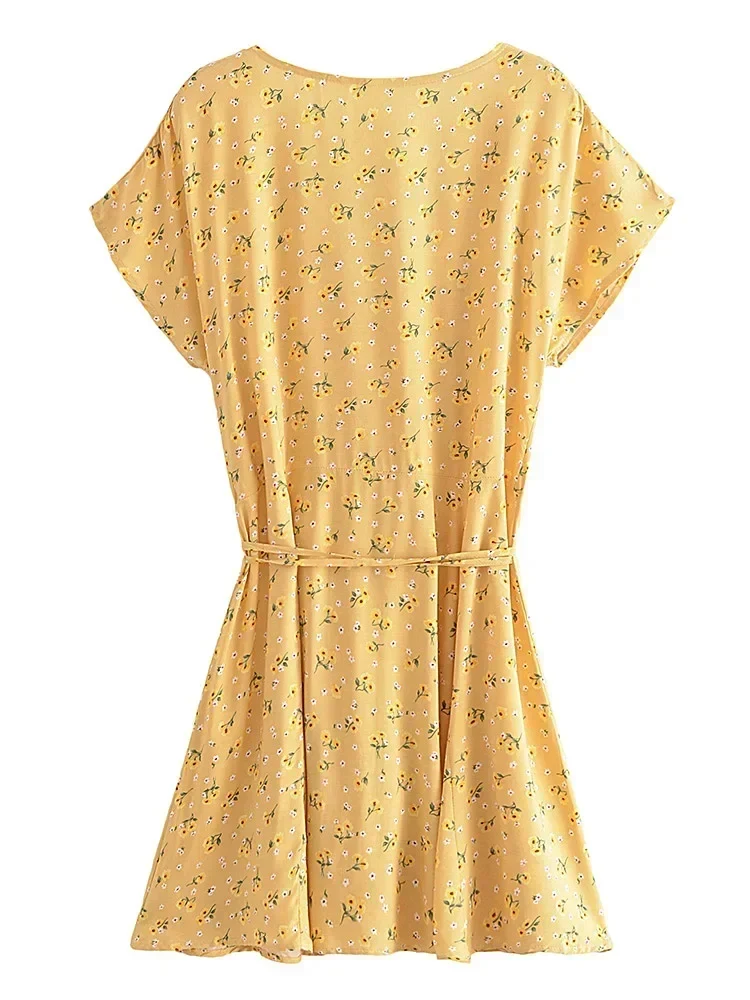 Robe Jaune Boheme Courte