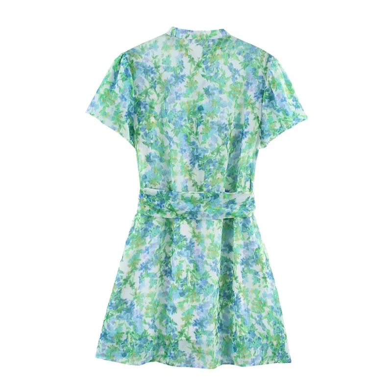Robe Courte Verte Imprimee