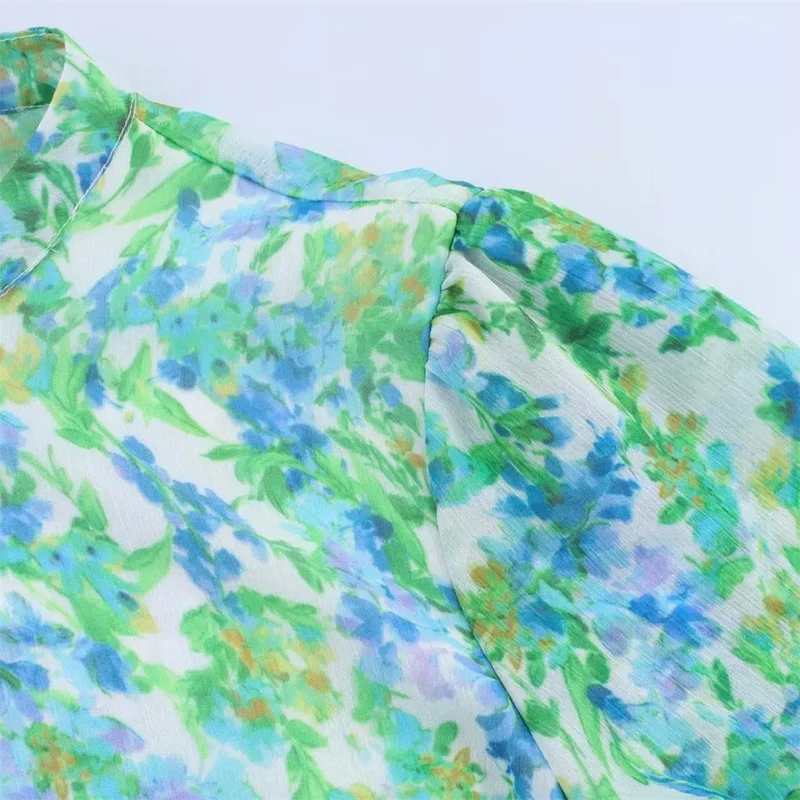 Robe Courte Verte Imprimee