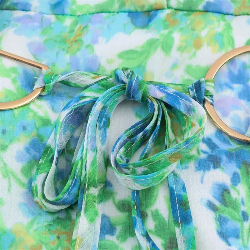 Robe Courte Verte Imprimee
