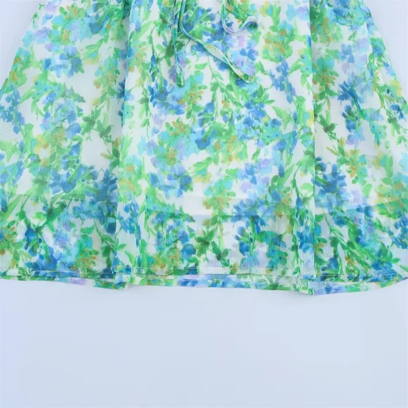 Robe Courte Verte Imprimee
