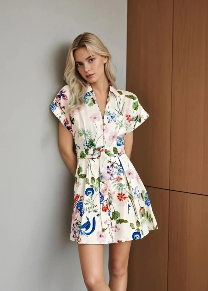 Robe imprimée à manches courtes