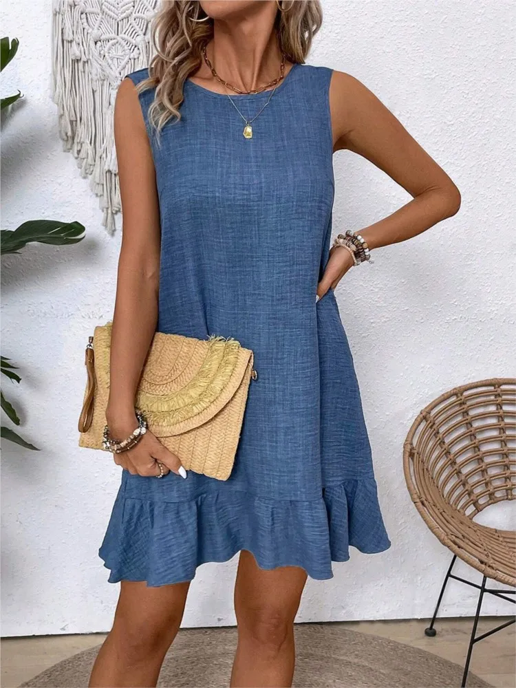 Robe Courte Bleu Denim