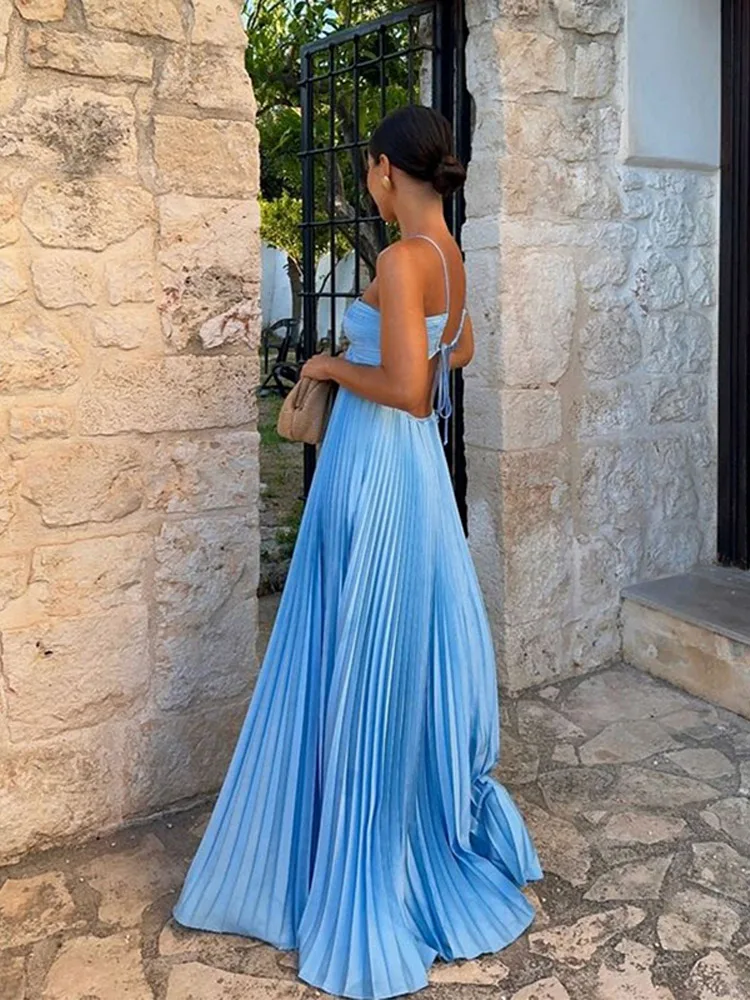 Robe Longue Satin Bleu Turquoise